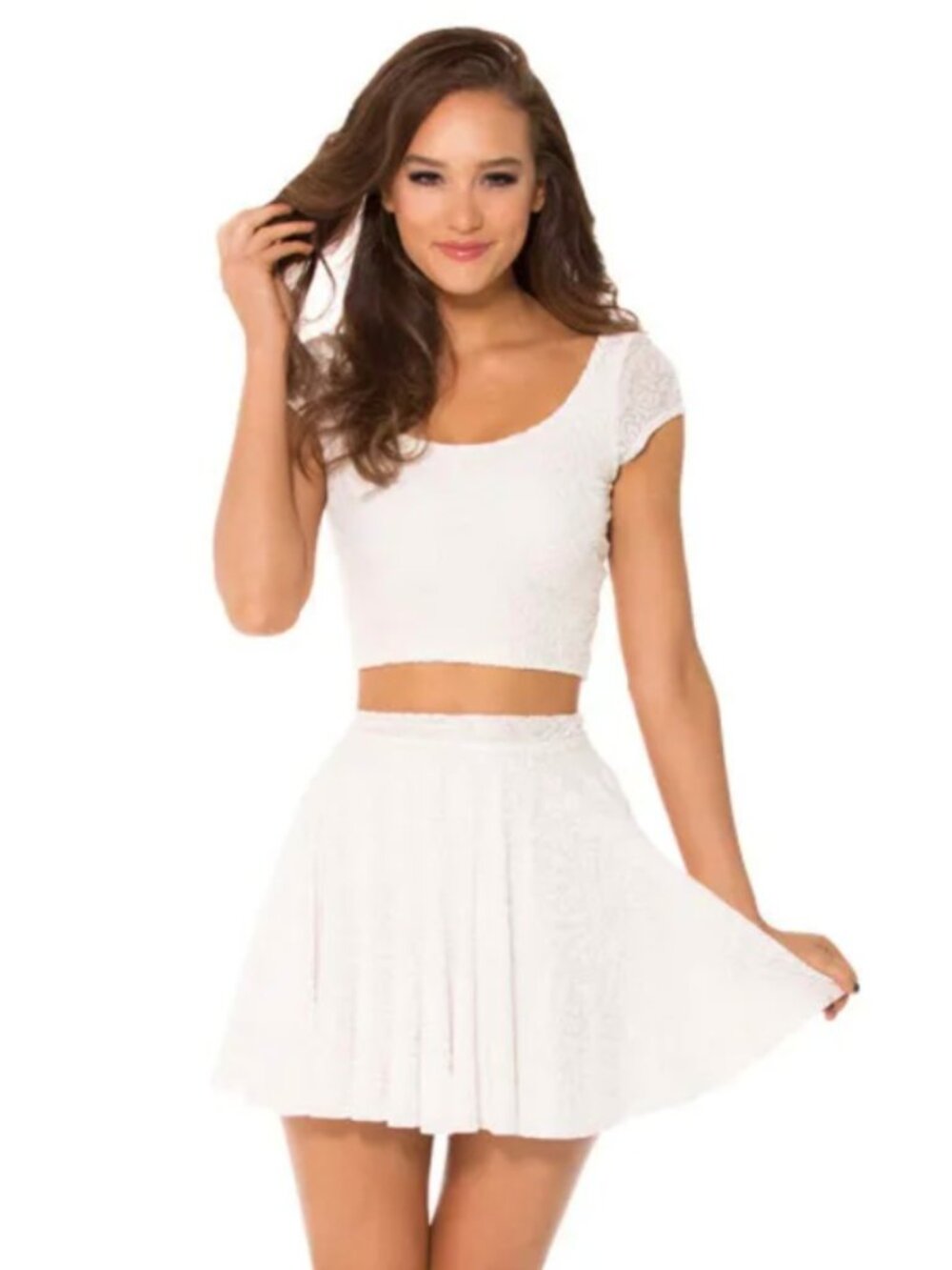 Black Milk White Burned Velvet SET BUNDLE Two Pieces Skirt & Top size S/M